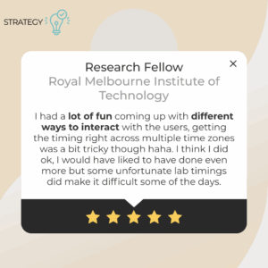 Research fellow from RMIT praises The Science Talk strategy project for enabling fun and interactive engagement across global time zones, despite lab scheduling challenges.