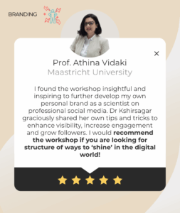 Athina Vidaki from Maastricht University endorses The Science Talk’s personal branding workshop for researchers, highlighting practical tips on digital visibility and social media strategy.