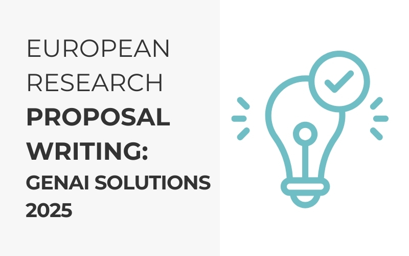 European research proposal writing with GenAI solutions 2025 - lightbulb icon with checkmark representing AI-enhanced proposal efficiency and funding success